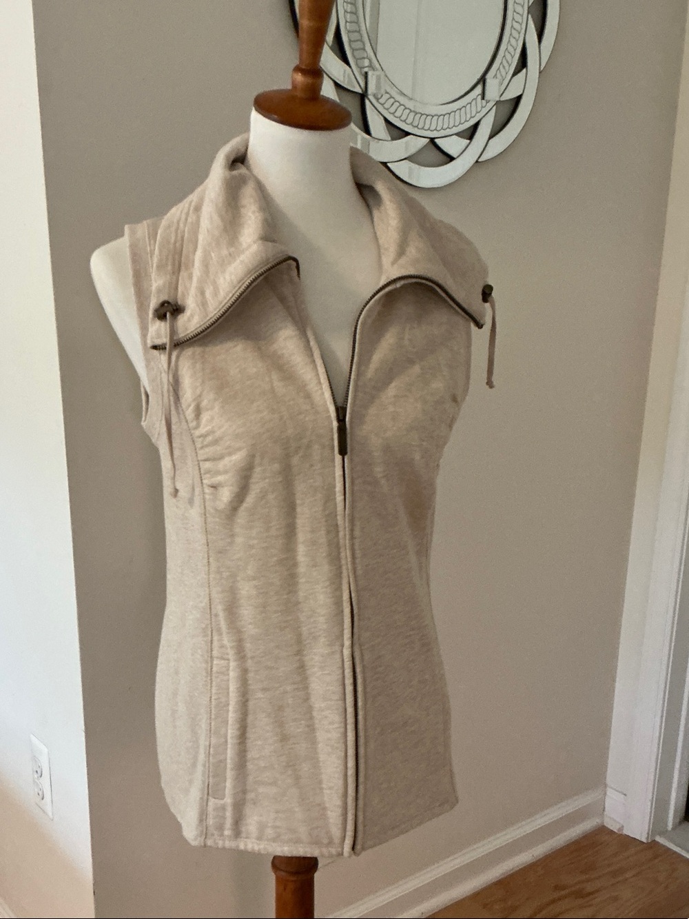 Coldwater Creek Beige Sleeveless Zip-Front Vest